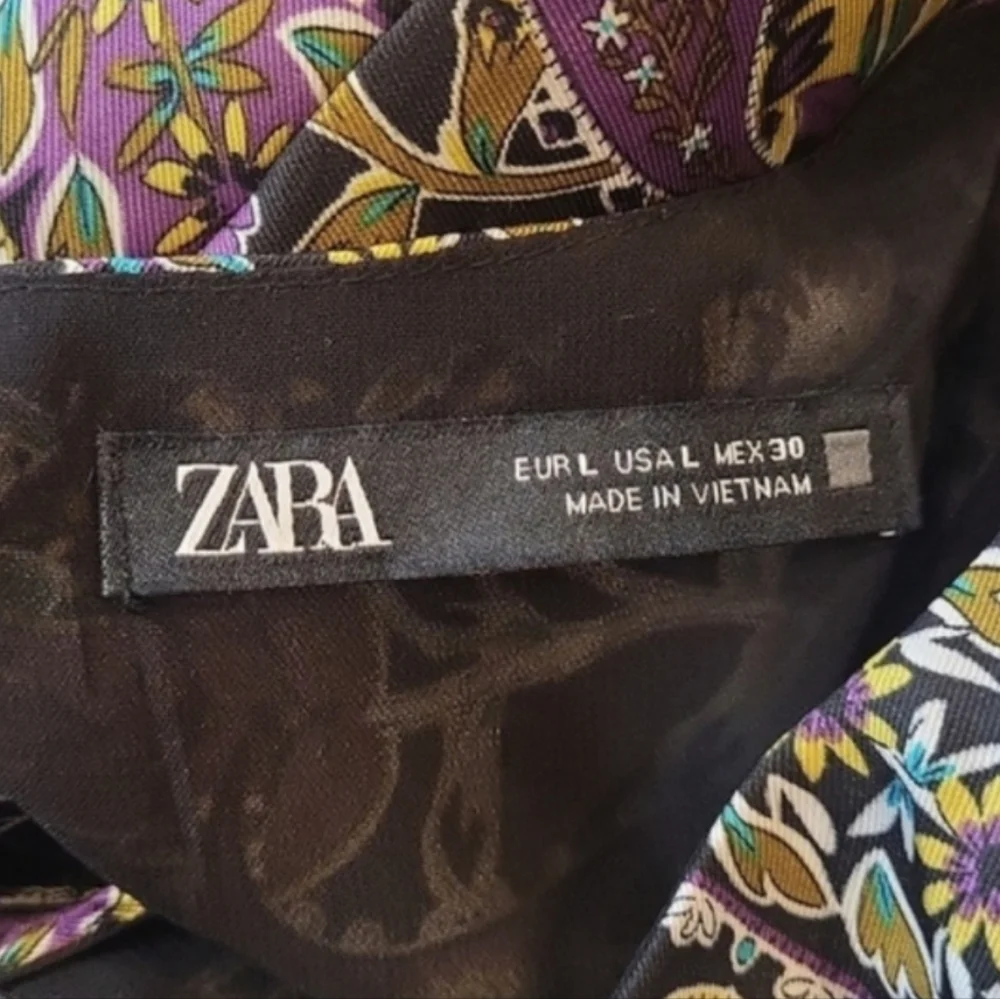 Zara Paisley Print Open Keyhole Back Long Sleeve Partially Lined Mini Dress, M - Picture 9 of 13